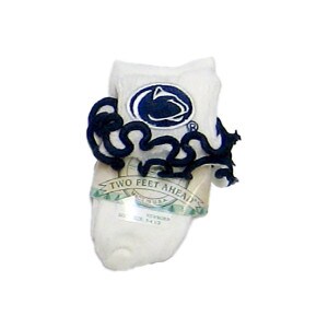 white infant double ripple socks with stitched Penn State Athletic Logo